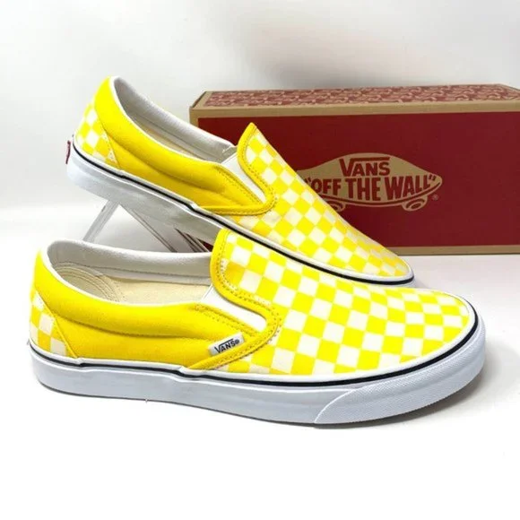 💖MEGA SALE💖VANS Men's CLASSIC Slip On Checkerboard Cyber Yellow VN0A33TB42Z - Picture 11 of 11